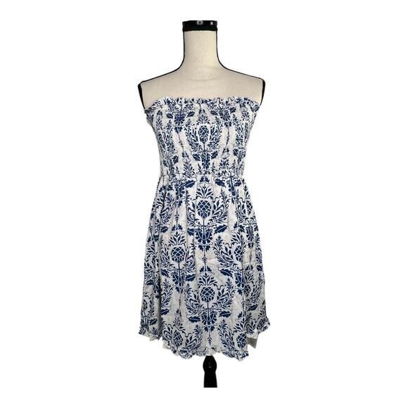 Cupshe Blue & White Damask Mini Tube Dress Size Large - Picture 2 of 7